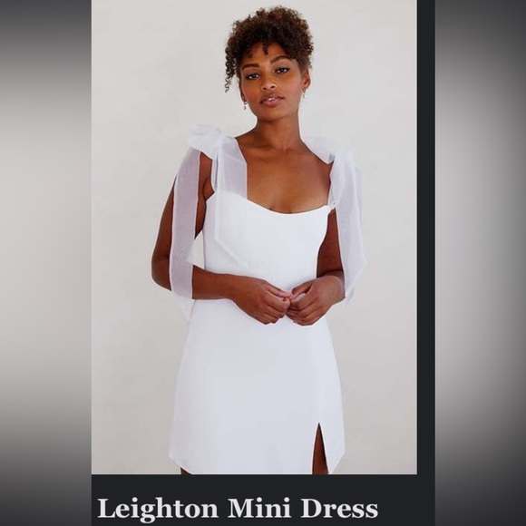 Park & Fifth White Dress with Mesh Bow Sleeves - Picture 3 of 3